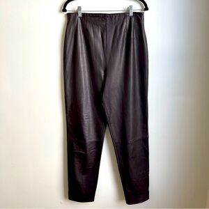 Vintage 90s Emanuel Ungaro Brown Leather Pants High-Waist Tapered Size 10 30"